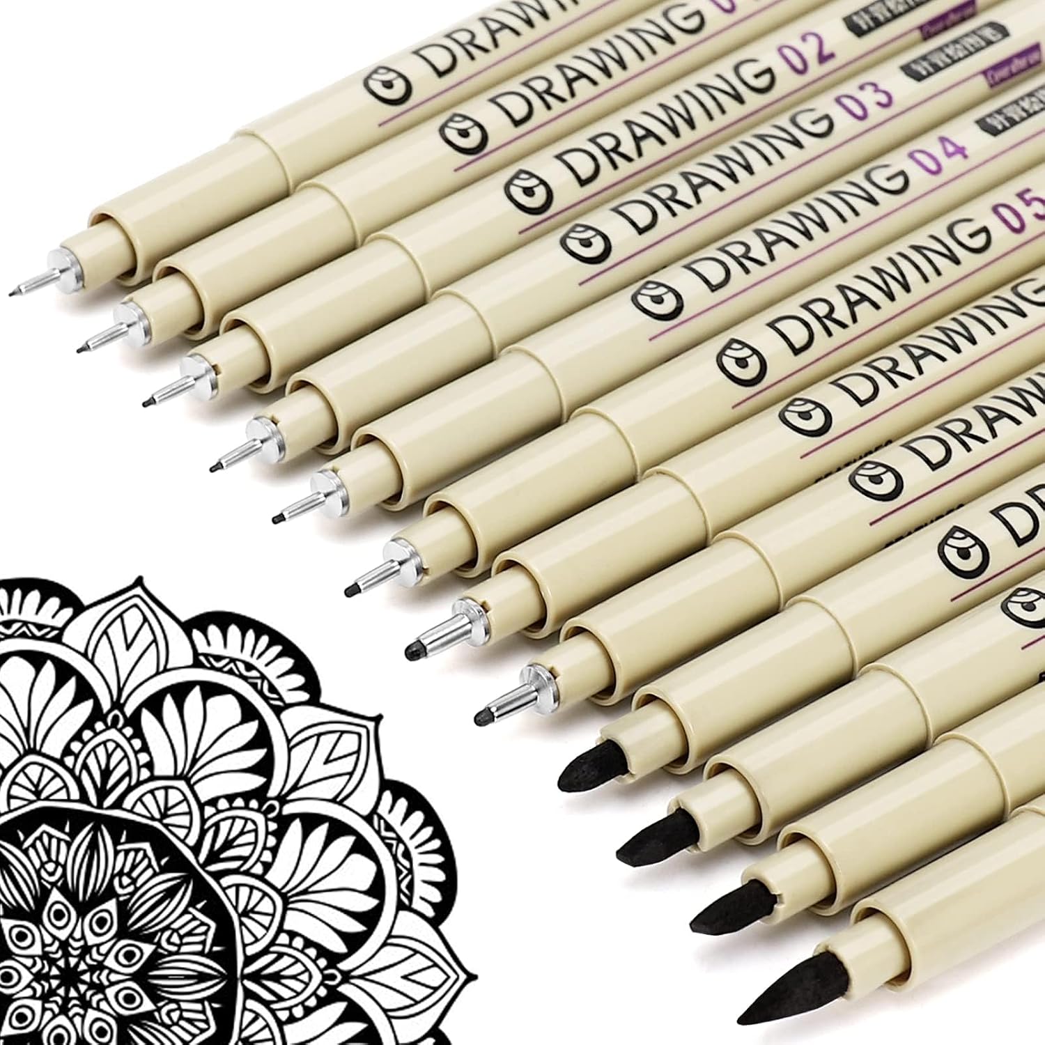 Archive Box Set - 12 Black Fine Liner Drawing Pens