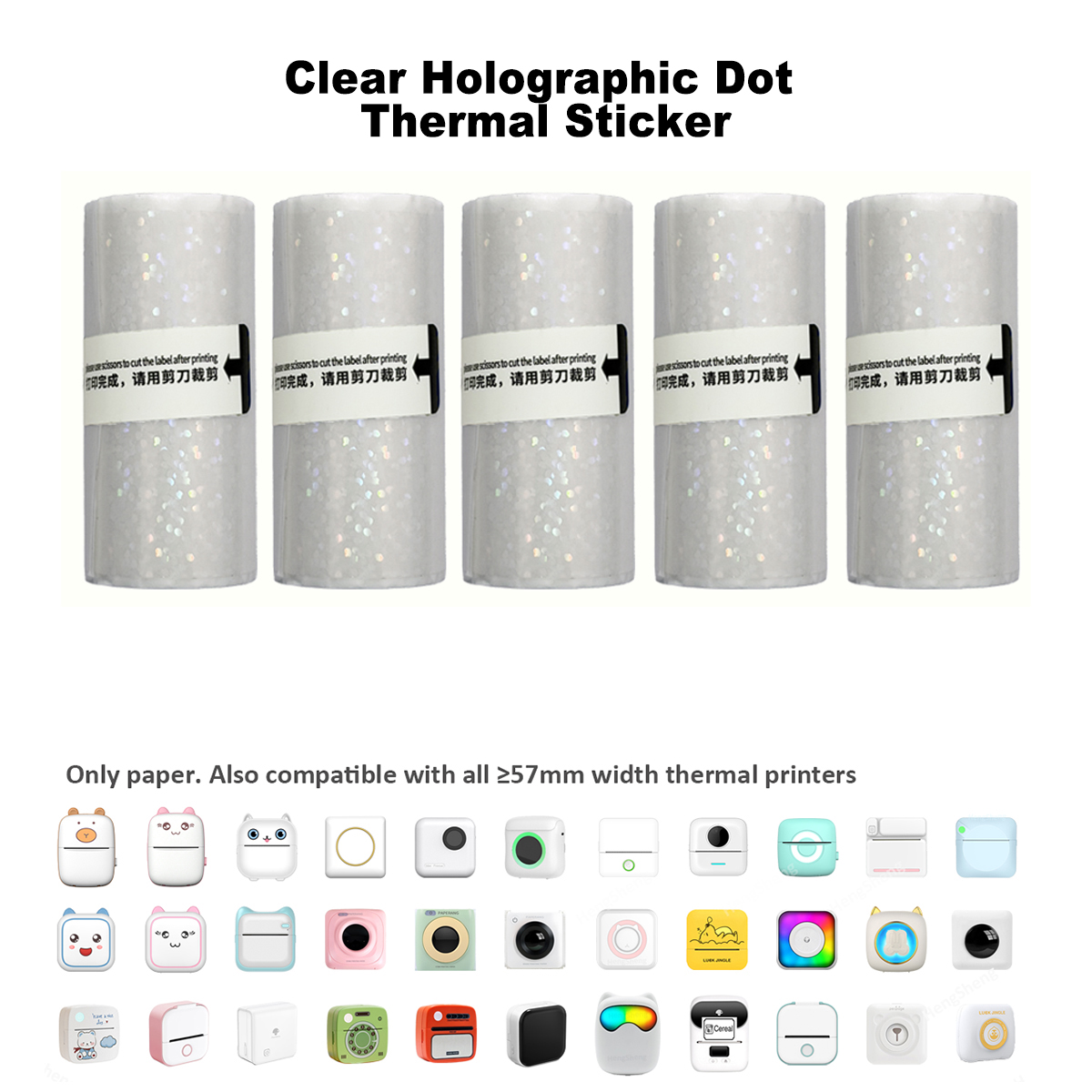 Ink Blotter Paper - Clear Holographic Dot,Transparent Self-Adhesive Thermal Paper