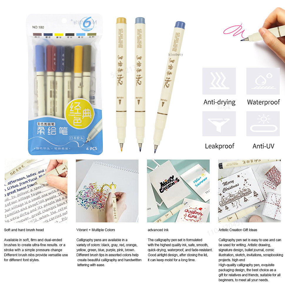 6pcs New Retro Color Lettering - Correction Pen Fine 리뷰 및 가격