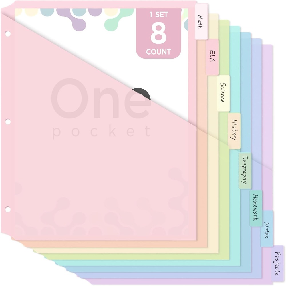 8 pcs A4 Pastel Binder Divider - Tab Divider A4 리뷰 및 가격